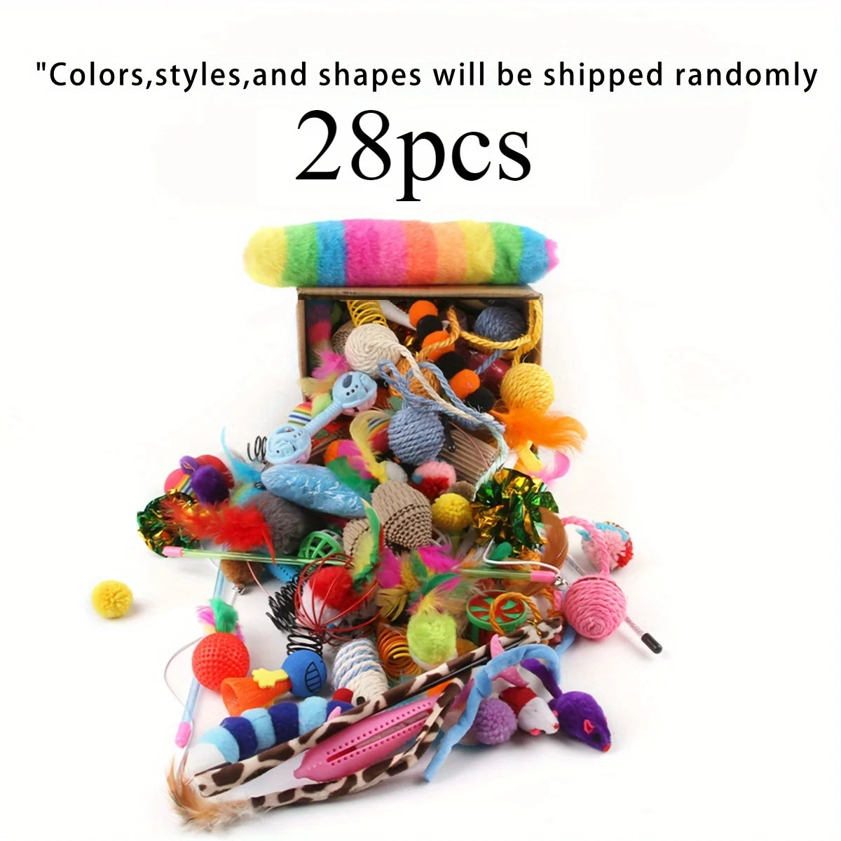 Cat Toy Variety Pack - Wands, Balls, Mice & Feathers (Multi-Piece Set)