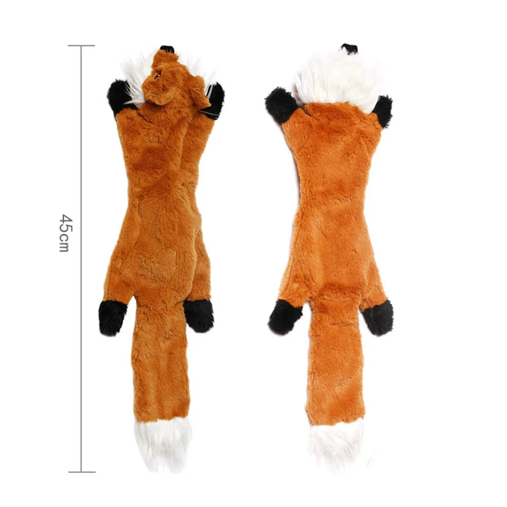 No-Stuffing Dog Toy - Crinkle Squeaky Plush Animal for Mess-Free Play