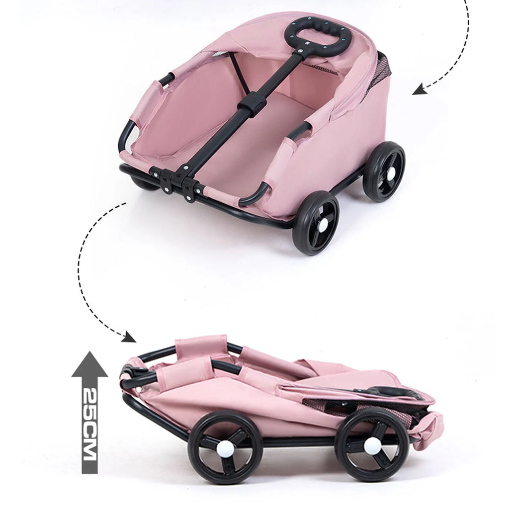 Multifunctional Pet Stroller with Canopy - 4-Wheel Foldable Cart for Small Dogs & Cats