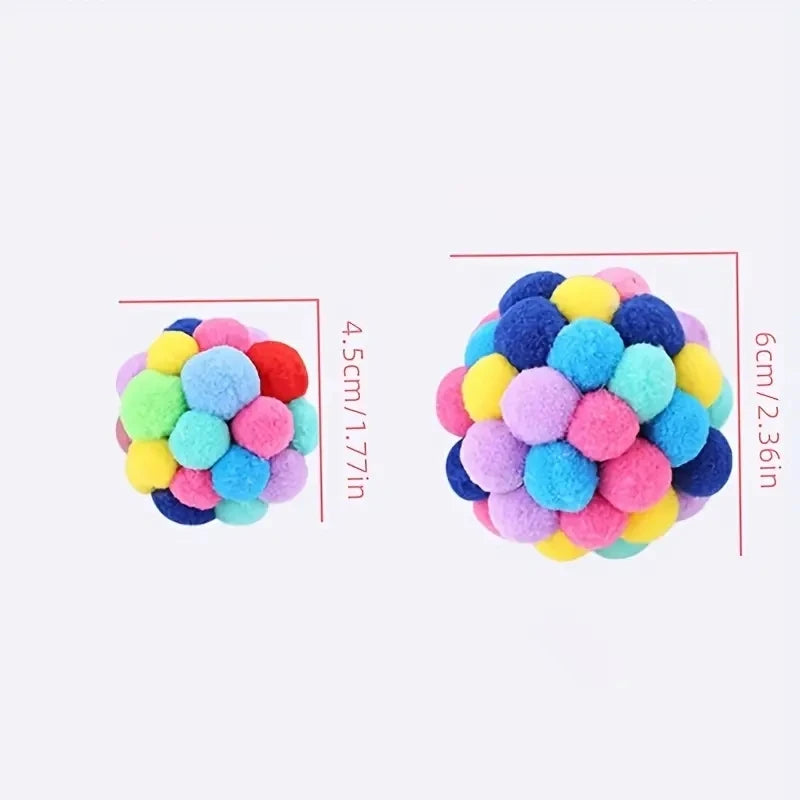 Cat Plush Ball Toys - Soft Elastic Pom-Pom Chasers (Multi-Pack)
