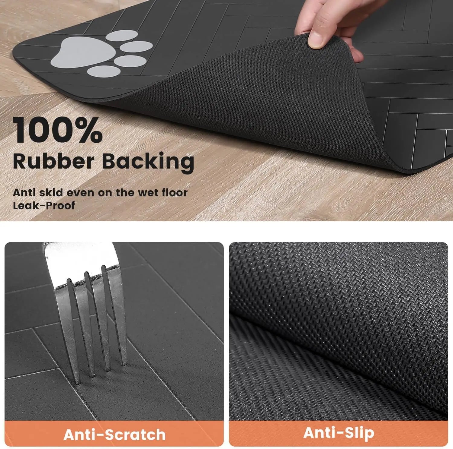 Pet Food Mat - Waterproof Non-Slip Bowl Placemat for Dogs & Cats