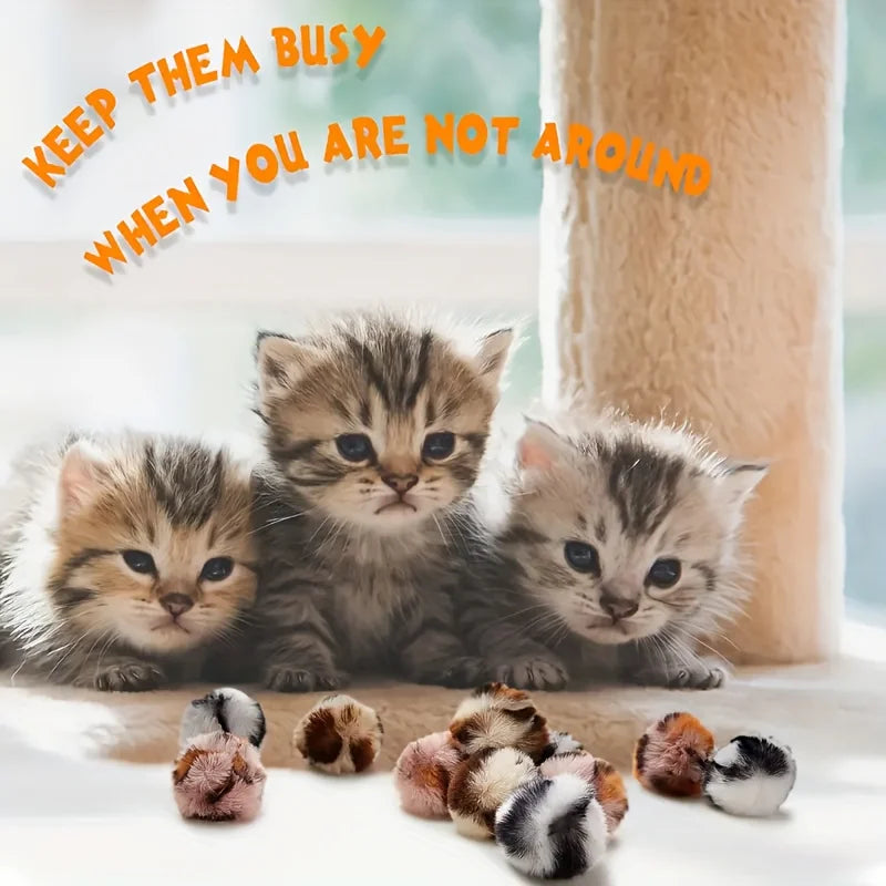 Plush Cat Ball Toys (3-Pack) - Soft Self-Play Chasers