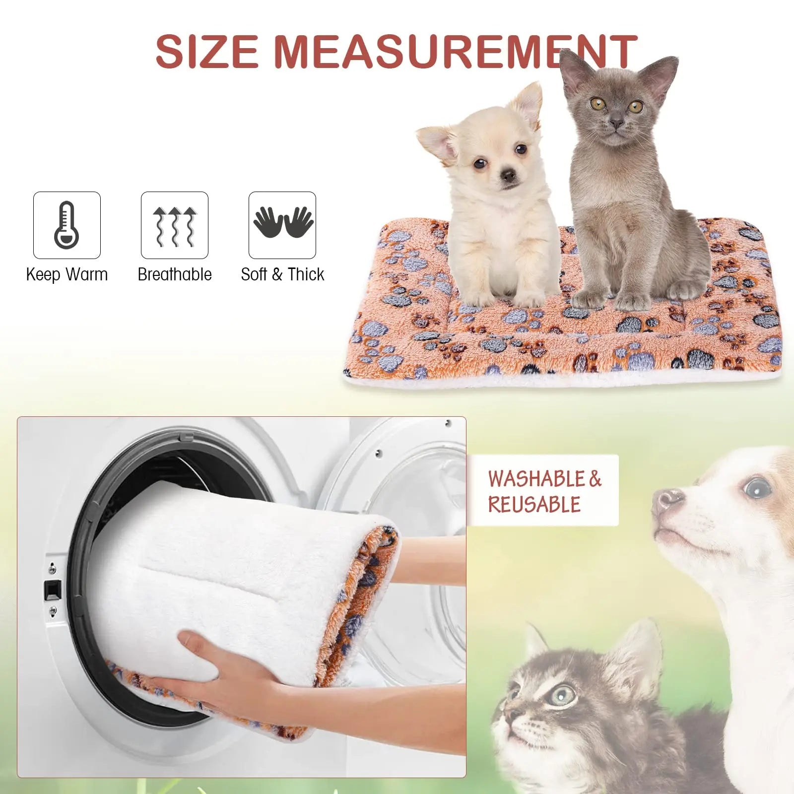 Reversible Flannel Pet Blanket - Soft Warm Mat for Cats & Dogs