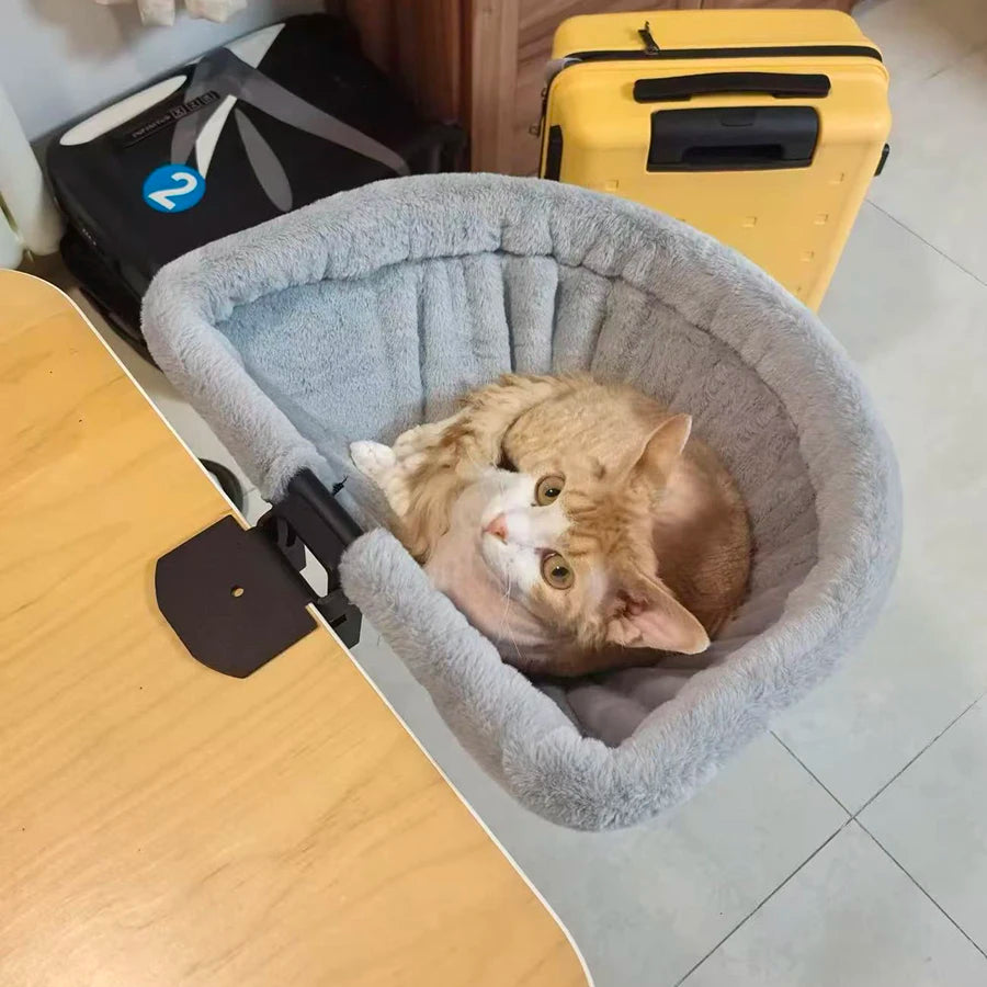 Folding Cat Desk Bed - Space-Saving Sunken Lounger for Cats