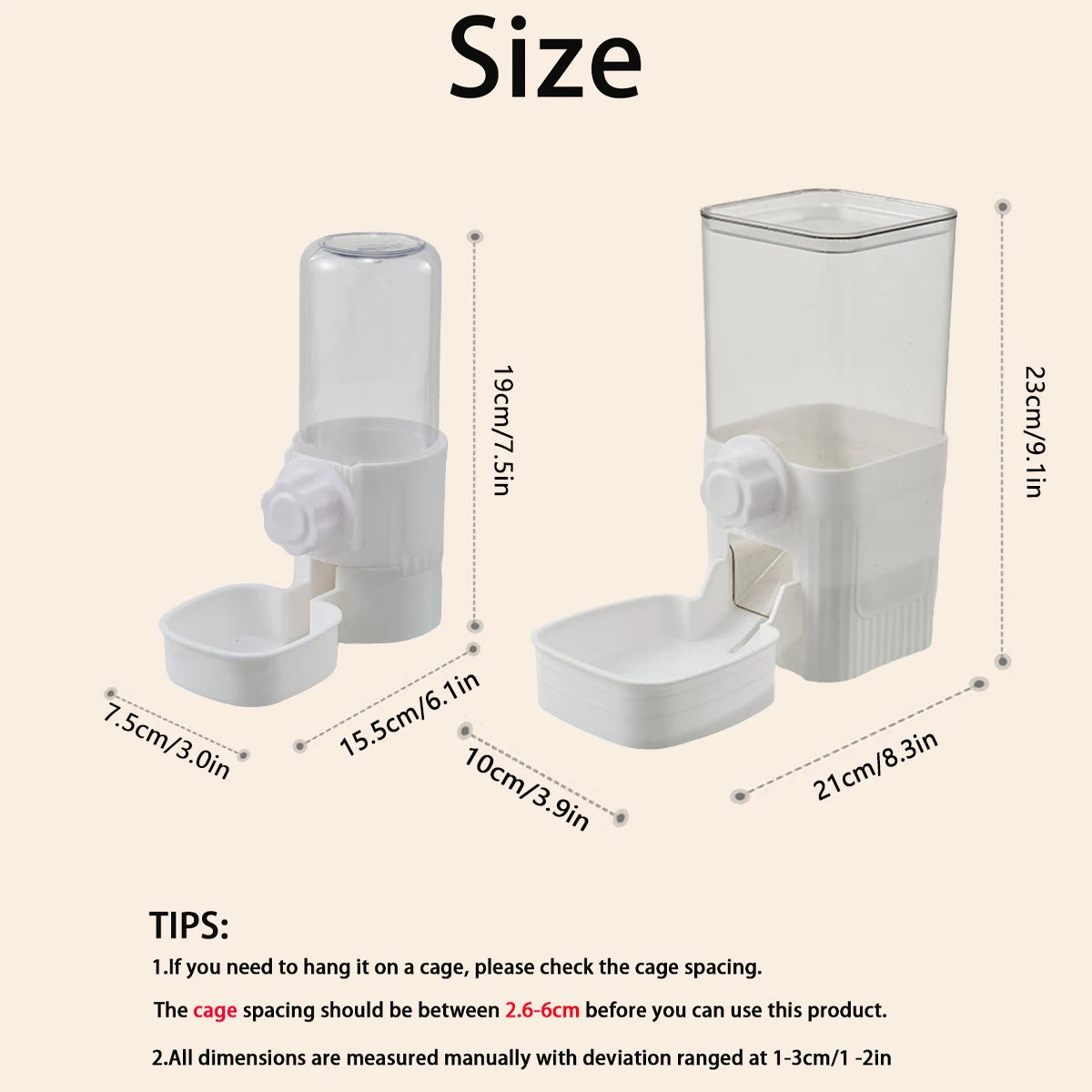 Hanging Auto Water & Food Dispenser - No-Spill Cage Feeder