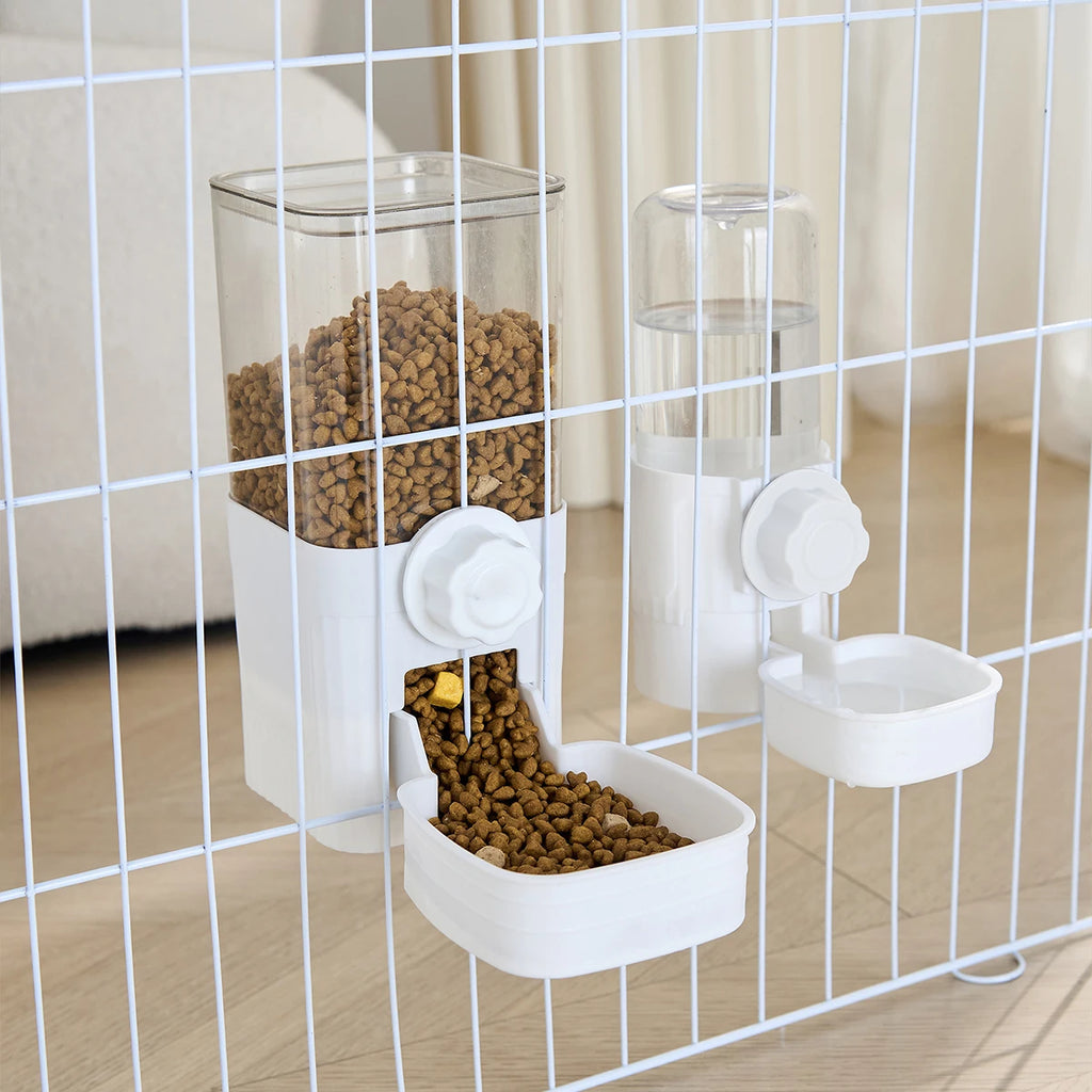 Hanging Auto Water & Food Dispenser - No-Spill Cage Feeder