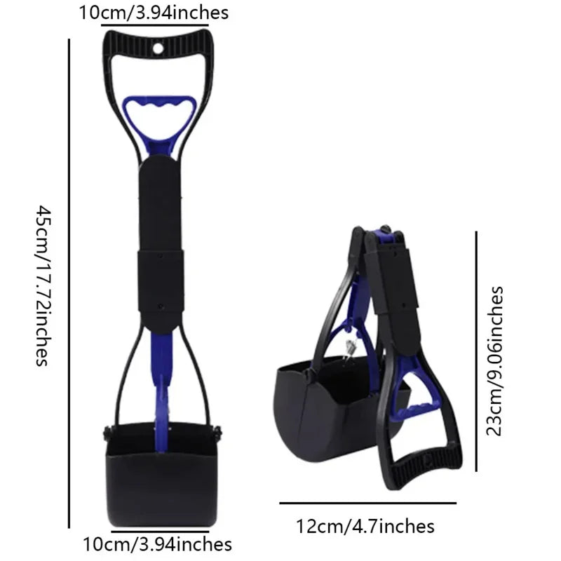 Long-Handle Dog Pooper Scooper - No-Bend Jaw-Clamp Waste Picker