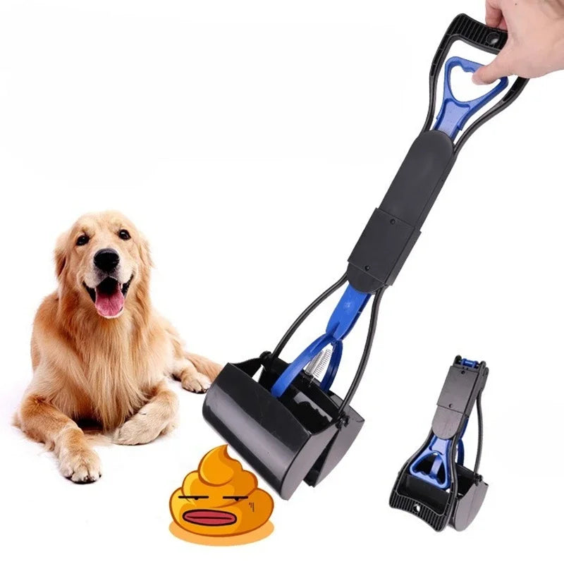 Long-Handle Dog Pooper Scooper - No-Bend Jaw-Clamp Waste Picker