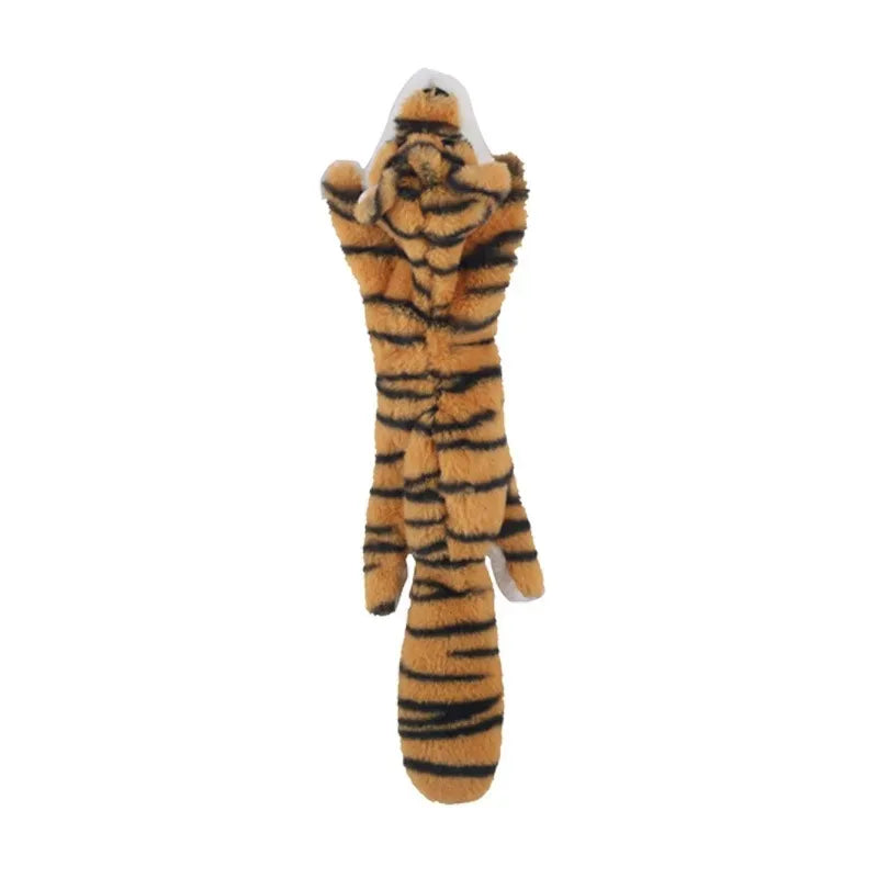 No-Stuffing Dog Toy - Crinkle Squeaky Plush Animal for Mess-Free Play