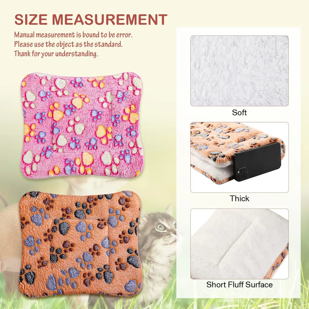 Reversible Flannel Pet Blanket - Soft Warm Mat for Cats & Dogs
