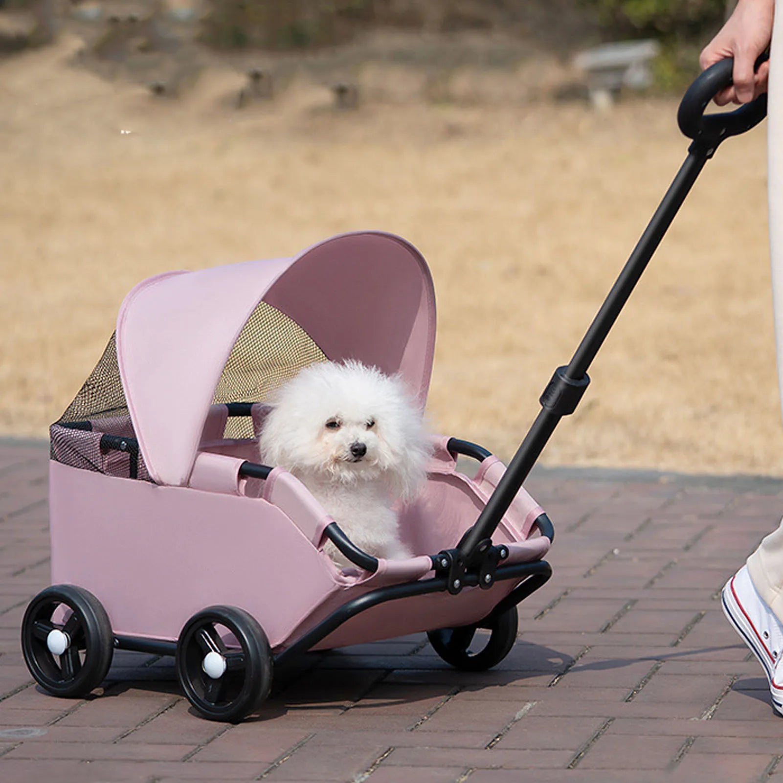 Multifunctional Pet Stroller with Canopy - 4-Wheel Foldable Cart for Small Dogs & Cats