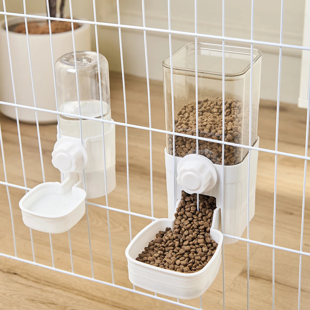 Hanging Auto Water & Food Dispenser - No-Spill Cage Feeder