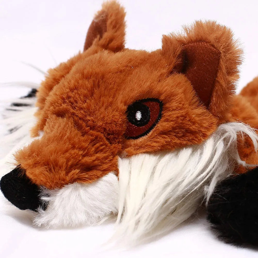 No-Stuffing Dog Toy - Crinkle Squeaky Plush Animal for Mess-Free Play
