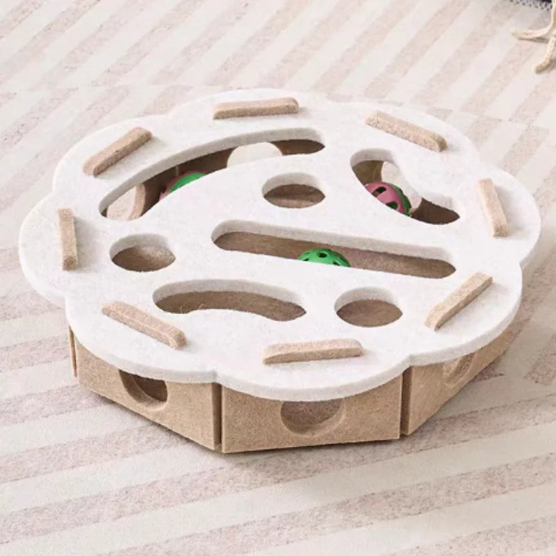 Cat Puzzle Maze Box - Felt Hide-and-Seek Enrichment Toy with Bells