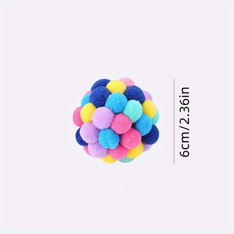Cat Plush Ball Toys - Soft Elastic Pom-Pom Chasers (Multi-Pack)