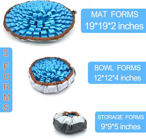 Dog Snuffle-Mat Slow-Feeder-Bowl - Simulating Grassland for Boredom, Encourages Natural Foraging Skills for Pet