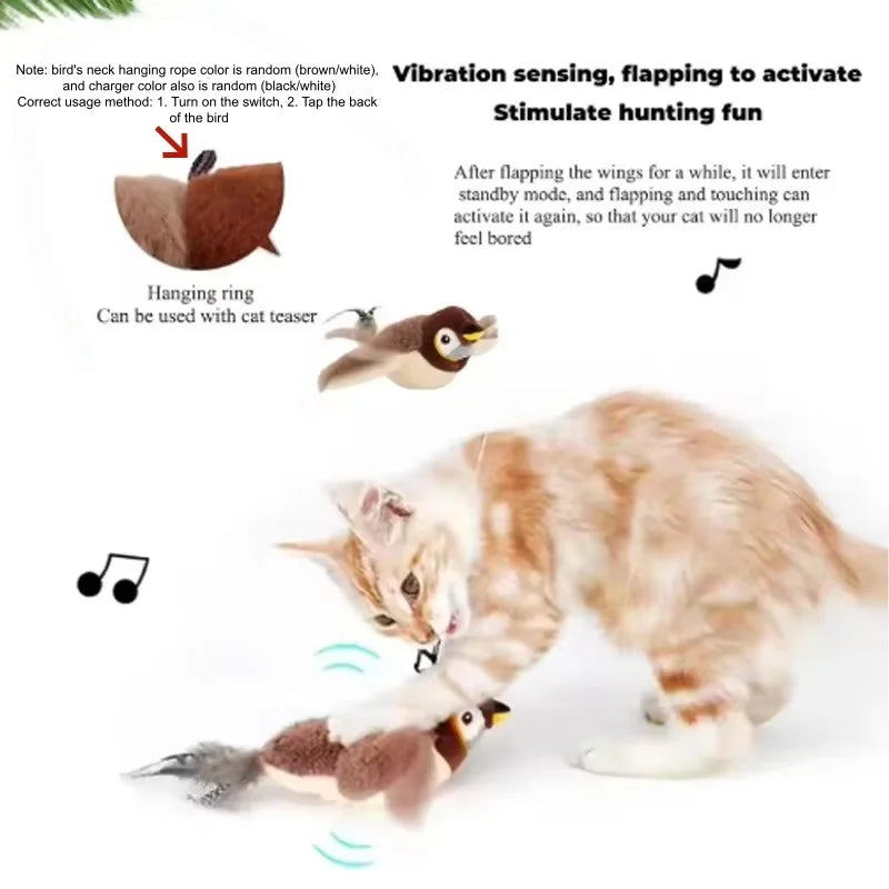 Flapping Bird Cat Toy - Rechargeable Interactive Hunting Toy