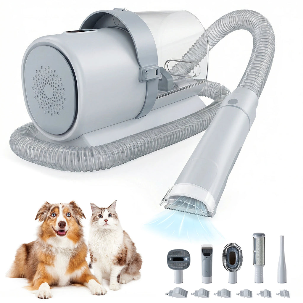 Pet Grooming Vacuum Kit &ndash; Low-Noise Cordless Groomer with 3 Suction Modes &amp; 5 Tools