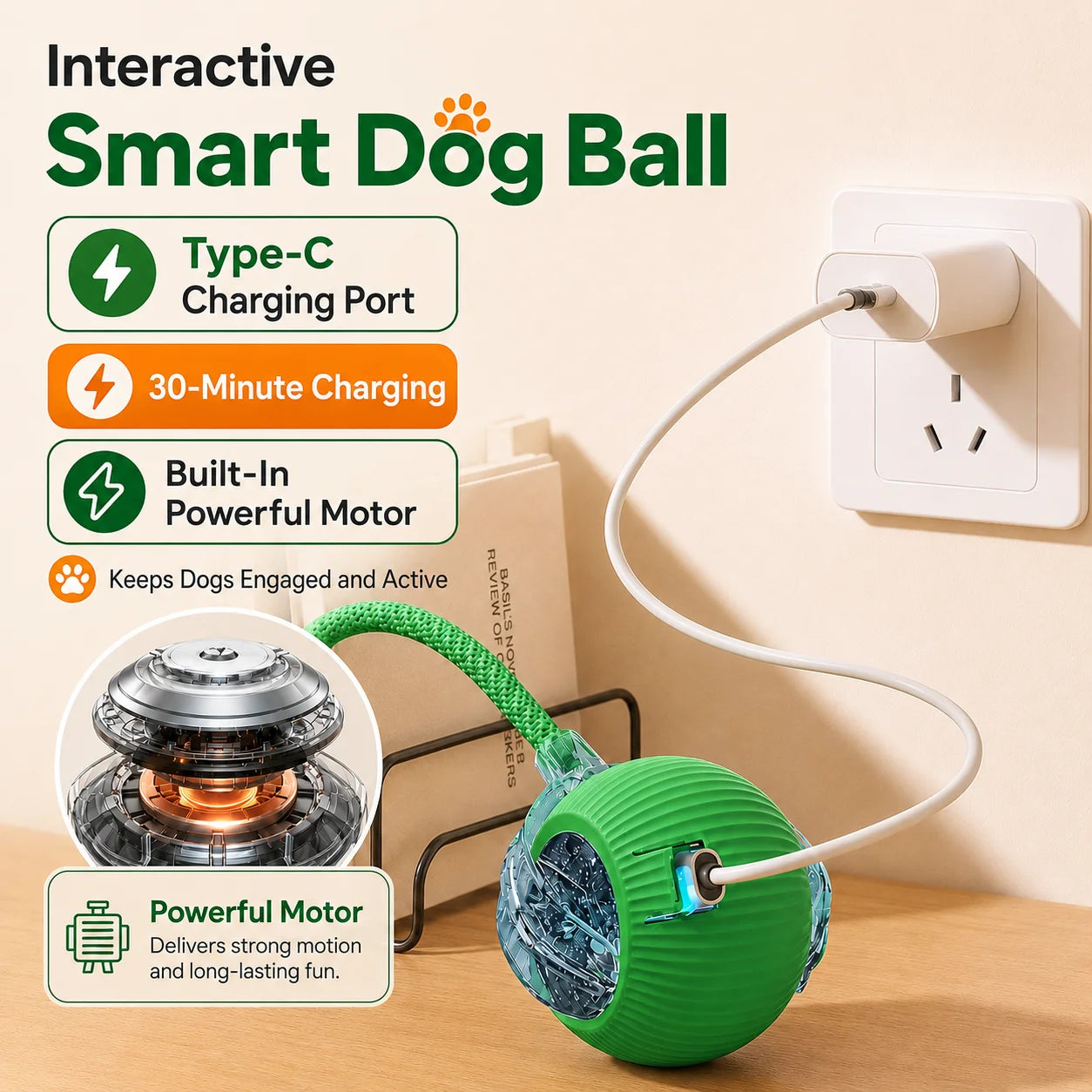 Automatic Rolling Dog Ball - Motion-Activated Interactive Toy