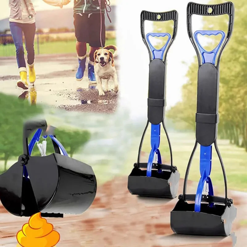 Long-Handle Dog Pooper Scooper - No-Bend Jaw-Clamp Waste Picker