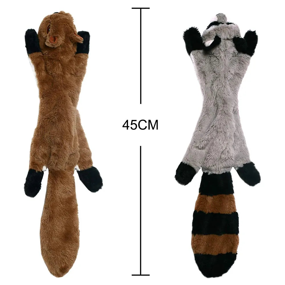 No-Stuffing Dog Toy - Crinkle Squeaky Plush Animal for Mess-Free Play
