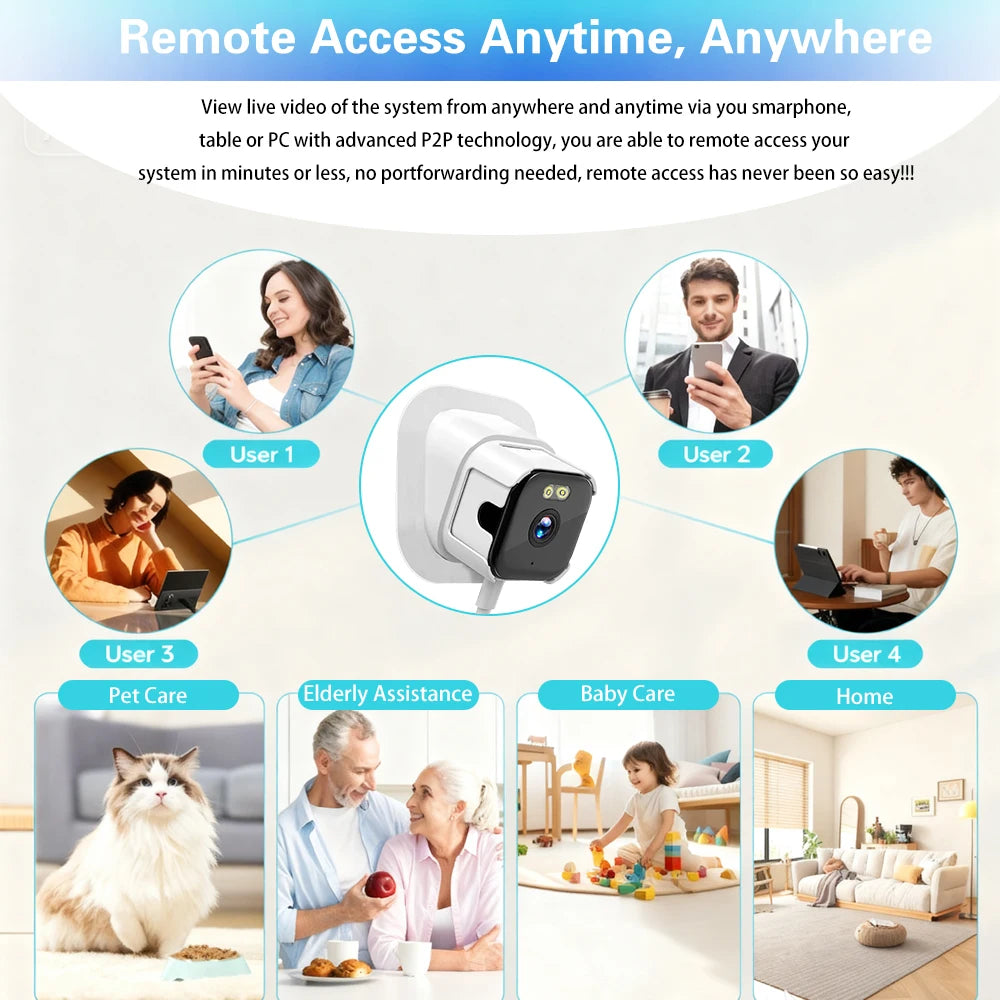 Mini 5MP Fish Tank Pet Window Camera WiFi Remote Monitoring Full Color Night Vision Two-Way Audio Aquarium Reptiles Small Pets