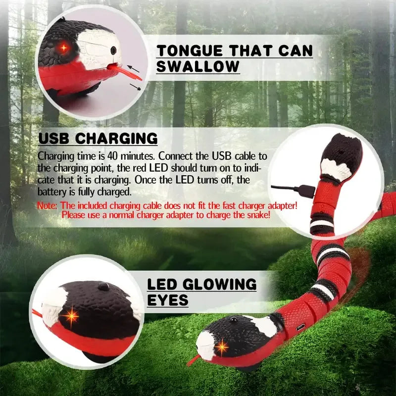 Smart Sensing Snake Cat Toy - Interactive Rechargeable Teaser