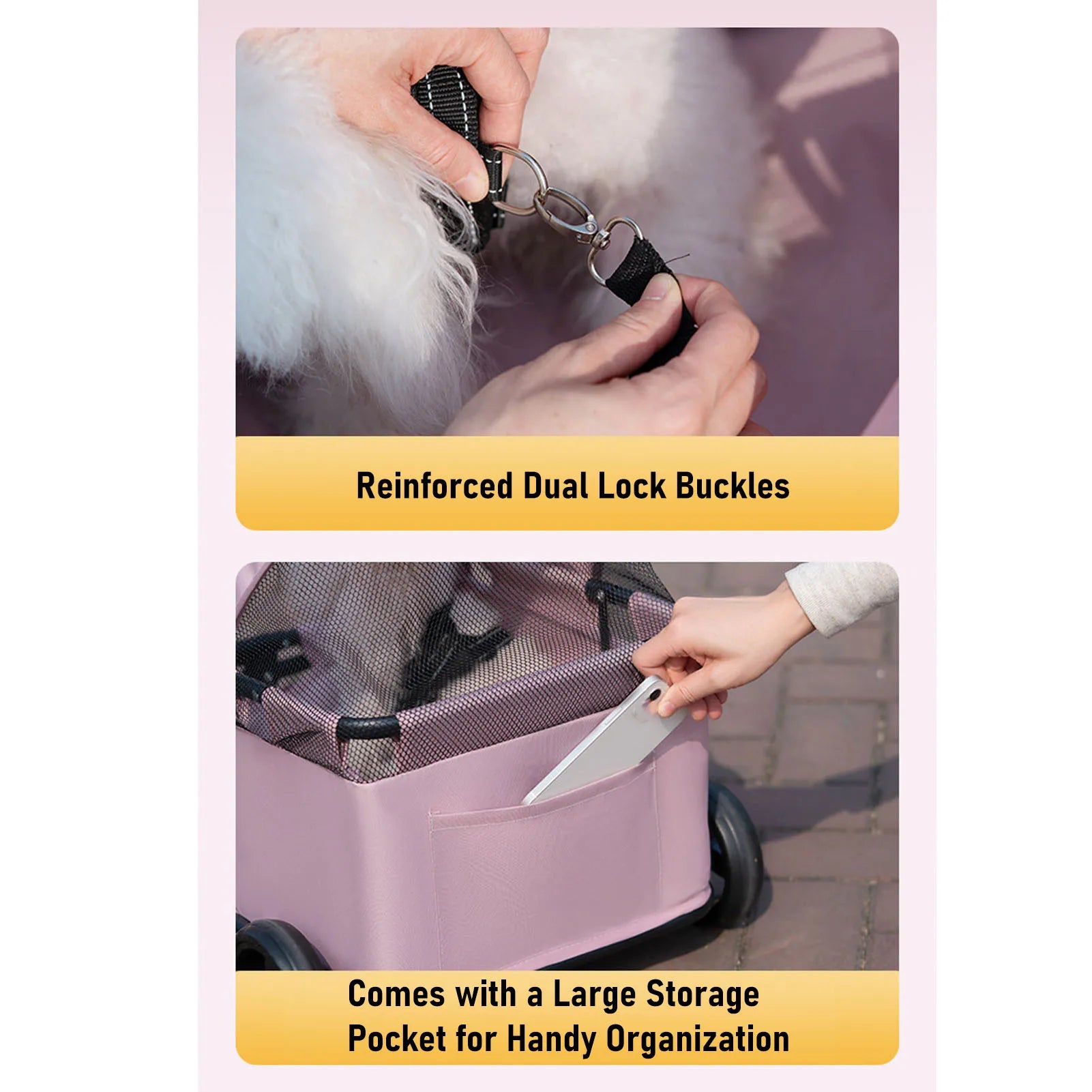 Multifunctional Pet Stroller with Canopy - 4-Wheel Foldable Cart for Small Dogs & Cats