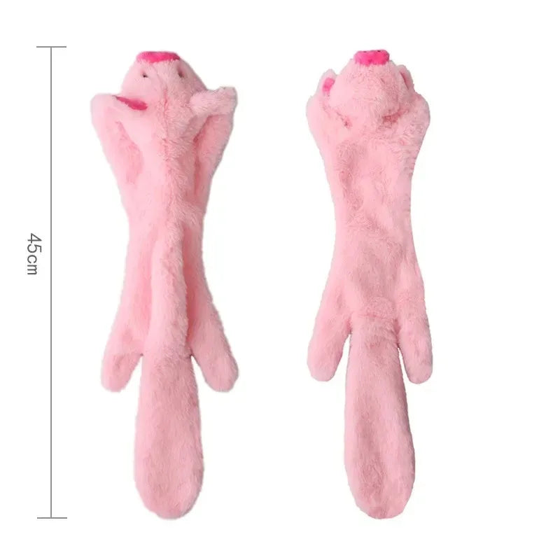 No-Stuffing Dog Toy - Crinkle Squeaky Plush Animal for Mess-Free Play