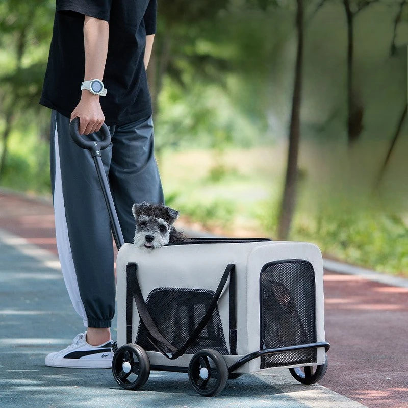 Foldable Pet Stroller - Lightweight One-Hand Folding Travel Cart for Cats & Dogs