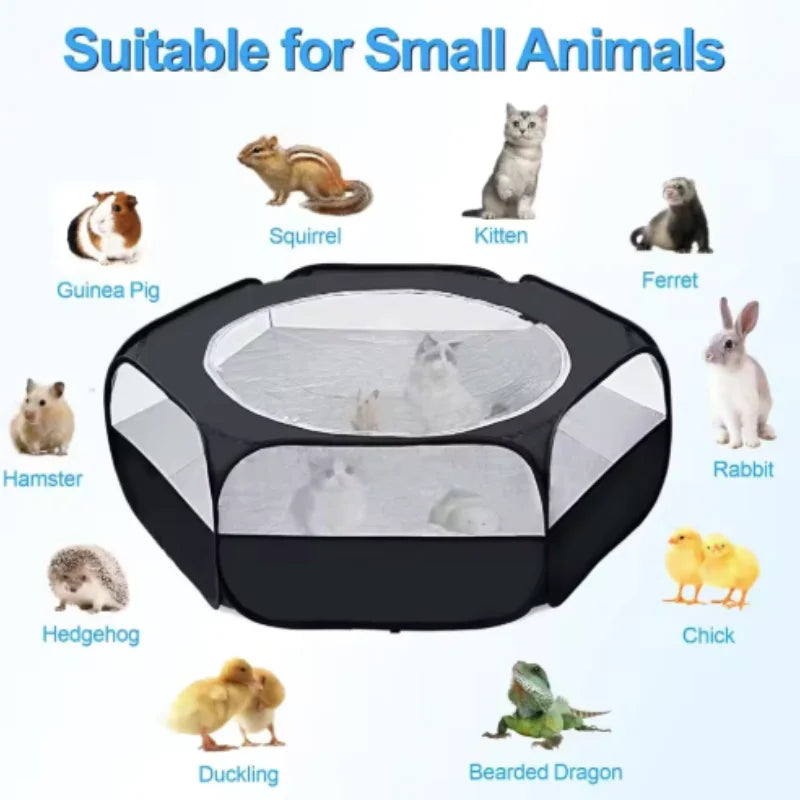 Portable Small Pet Cage - Transparent Travel Habitat for Hedgehogs & Small Pets