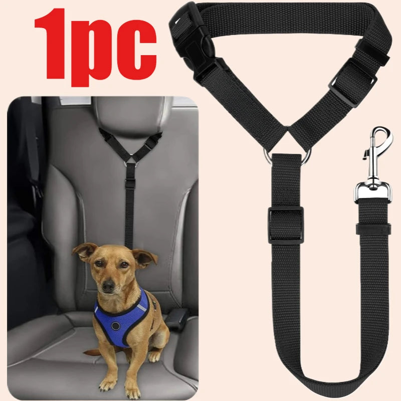Adjustable Pet Car Seat Belt - Safety Tether for Dogs & Cats