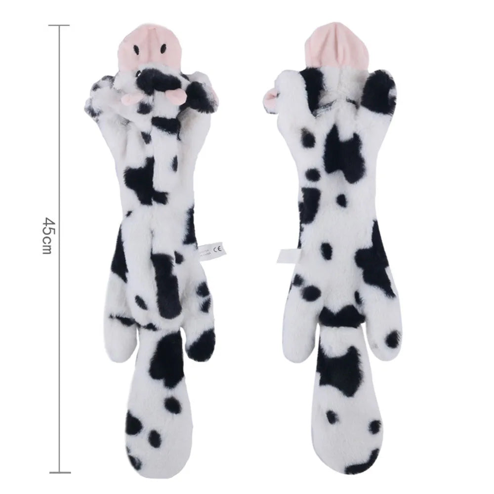 No-Stuffing Dog Toy - Crinkle Squeaky Plush Animal for Mess-Free Play