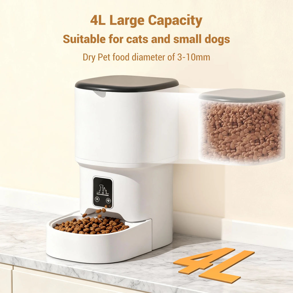 Programmable 4L Automatic Pet Feeder - Timed Meal Dispenser for Cats & Dogs