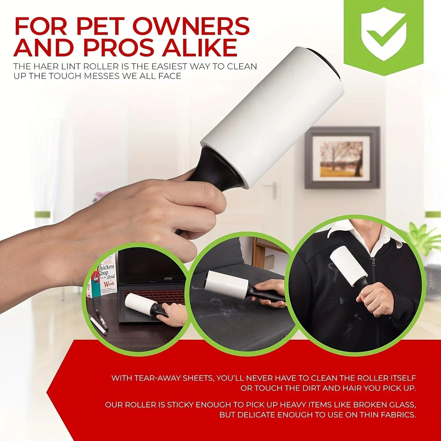 Extra-Sticky Lint Roller - Pet Hair Remover with Refillable Sheets