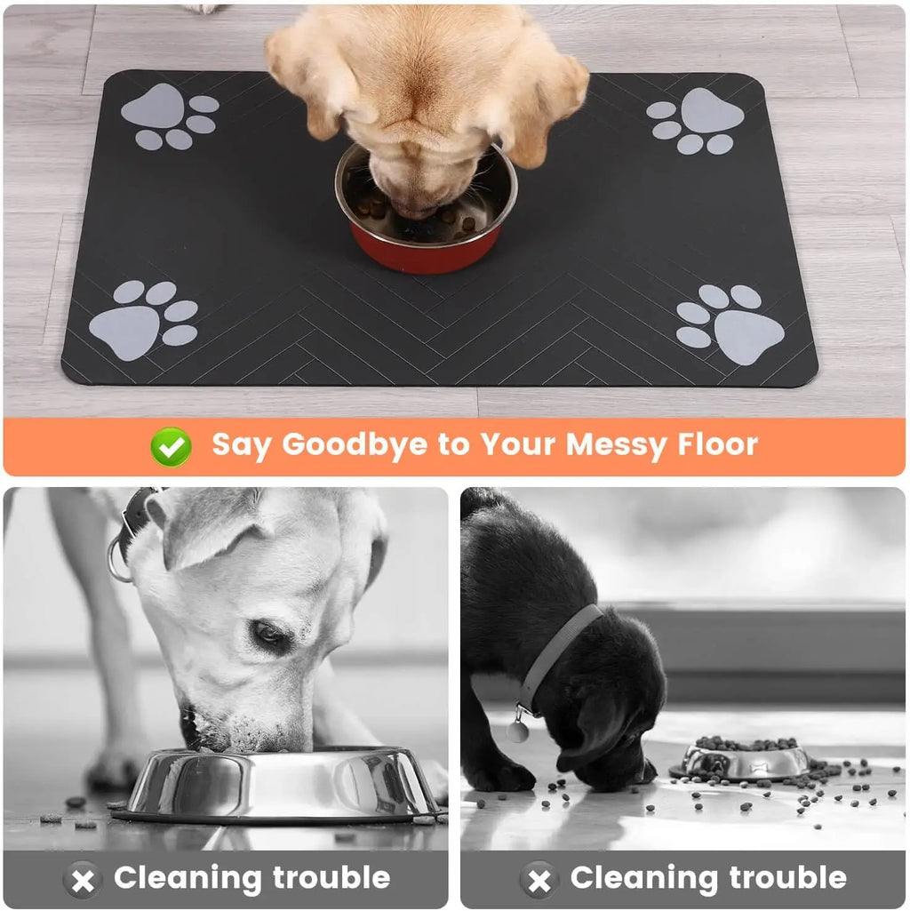 Pet Food Mat - Waterproof Non-Slip Bowl Placemat for Dogs & Cats