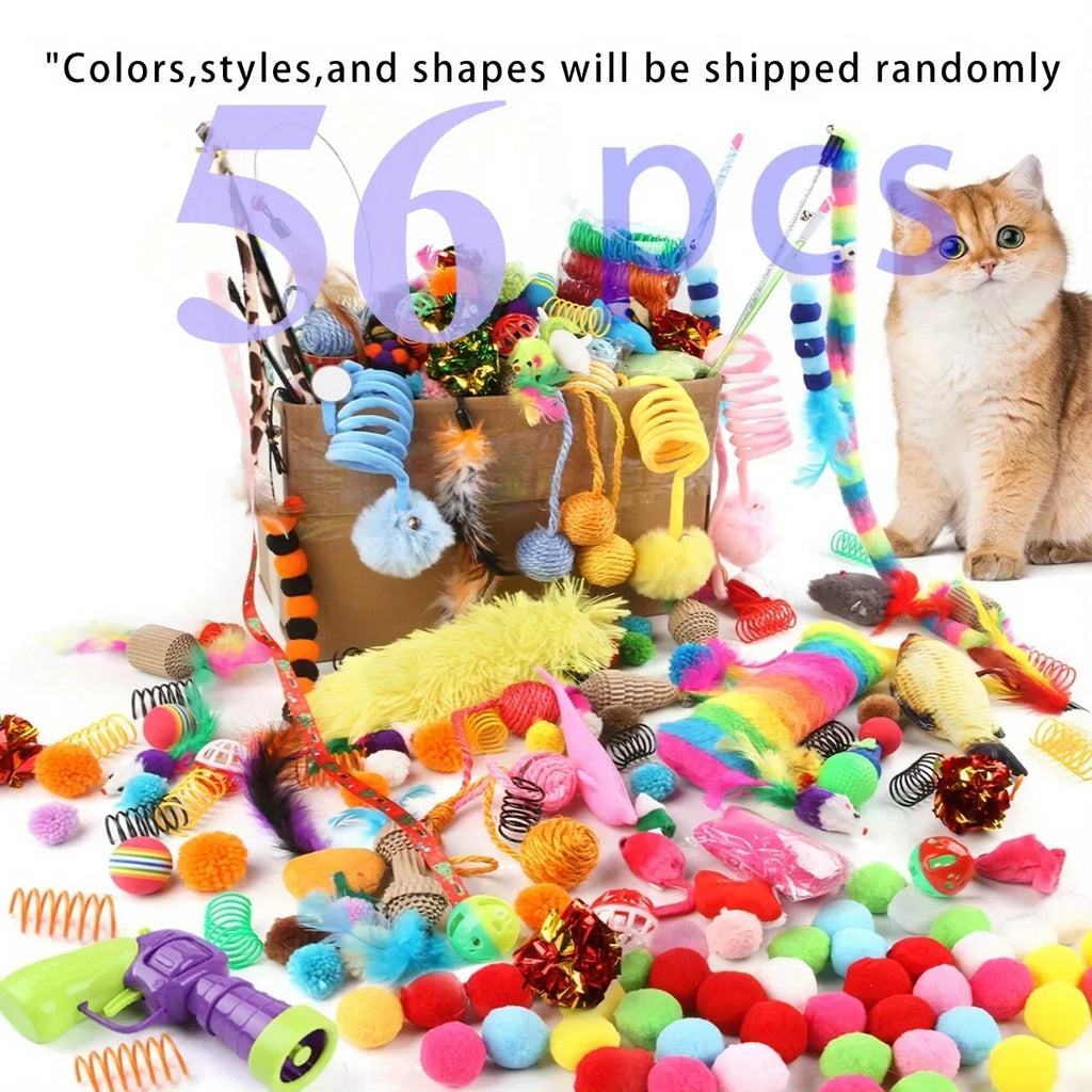 Cat Toy Variety Pack - Wands, Balls, Mice & Feathers (Multi-Piece Set)
