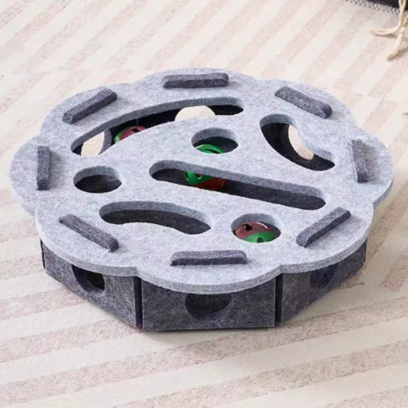 Cat Puzzle Maze Box - Felt Hide-and-Seek Enrichment Toy with Bells