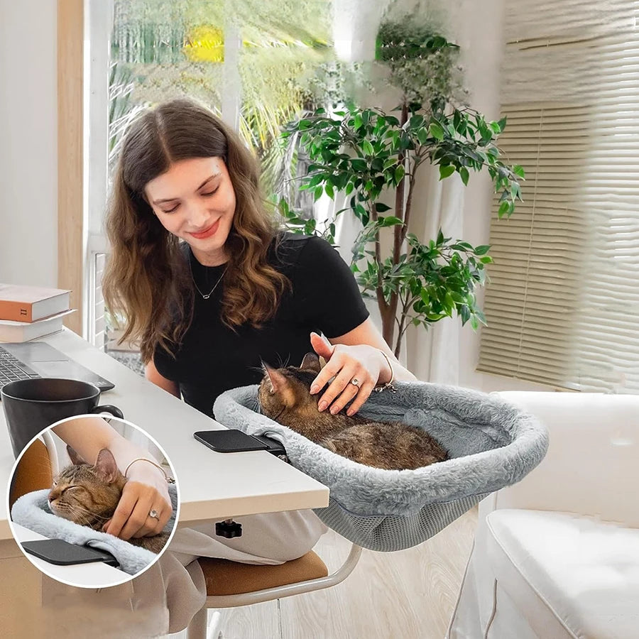 Folding Cat Desk Bed - Space-Saving Sunken Lounger for Cats