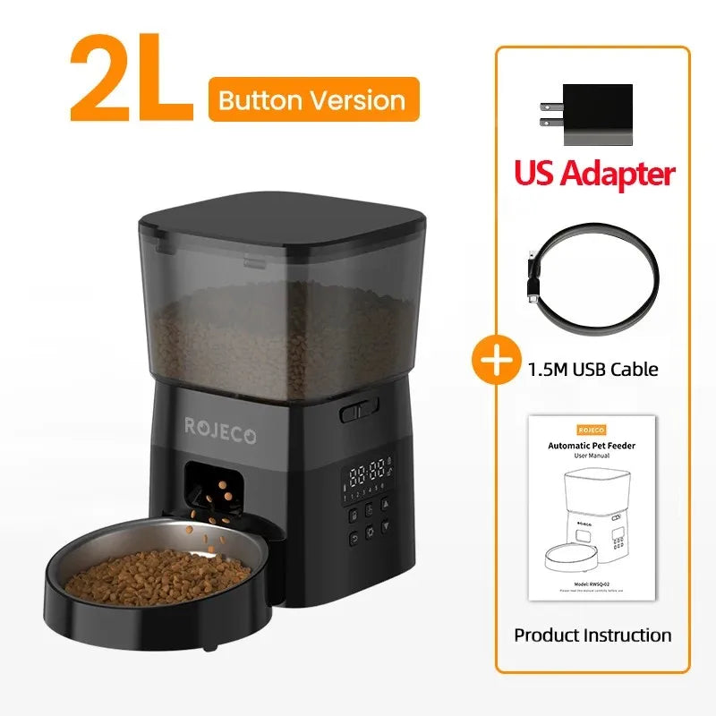 Smart Automatic Pet Feeder - Button-Activated Programmable Food Dispenser