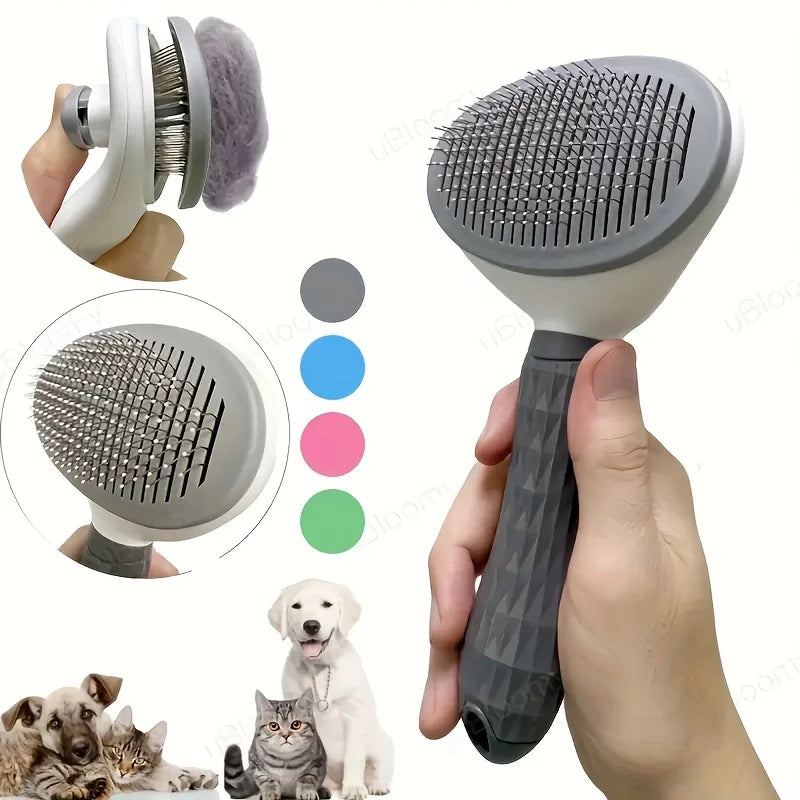 One-Click Pet Hair Removal Comb - Self-Cleaning Deshedding Brush