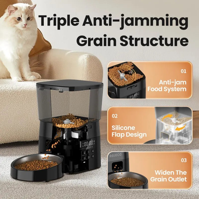 Smart Automatic Pet Feeder - Button-Activated Programmable Food Dispenser