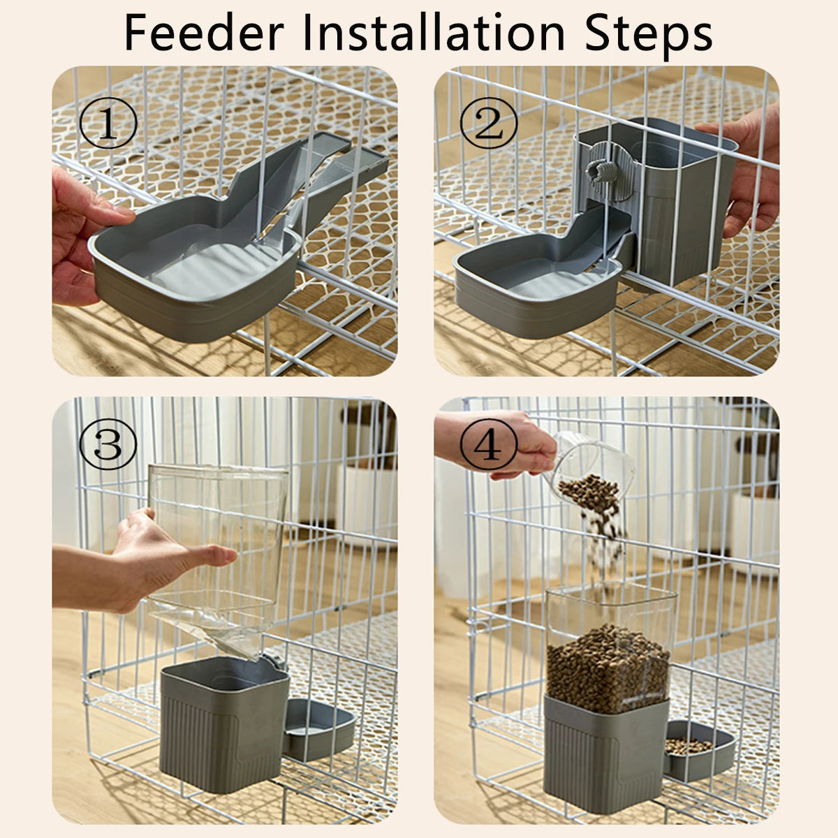 Hanging Auto Water & Food Dispenser - No-Spill Cage Feeder