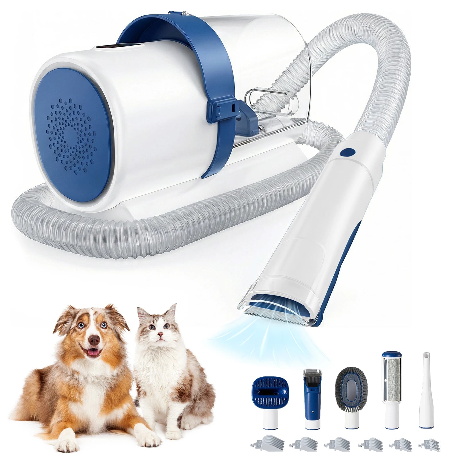 Pet Grooming Vacuum Kit - Low-Noise Cordless Groomer with 3 Suction Modes &amp; 5 Tools