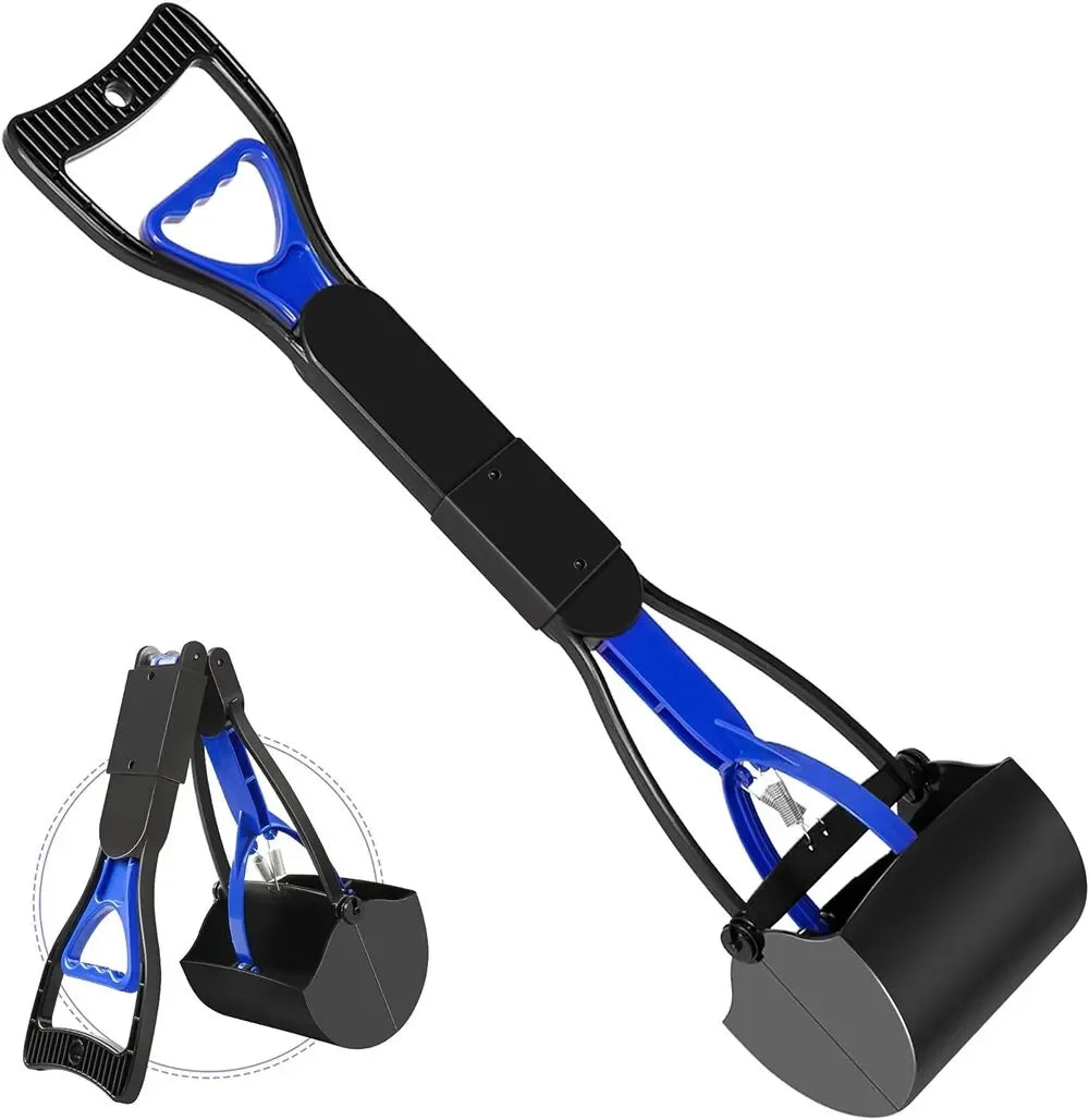 Long-Handle Dog Pooper Scooper - No-Bend Jaw-Clamp Waste Picker