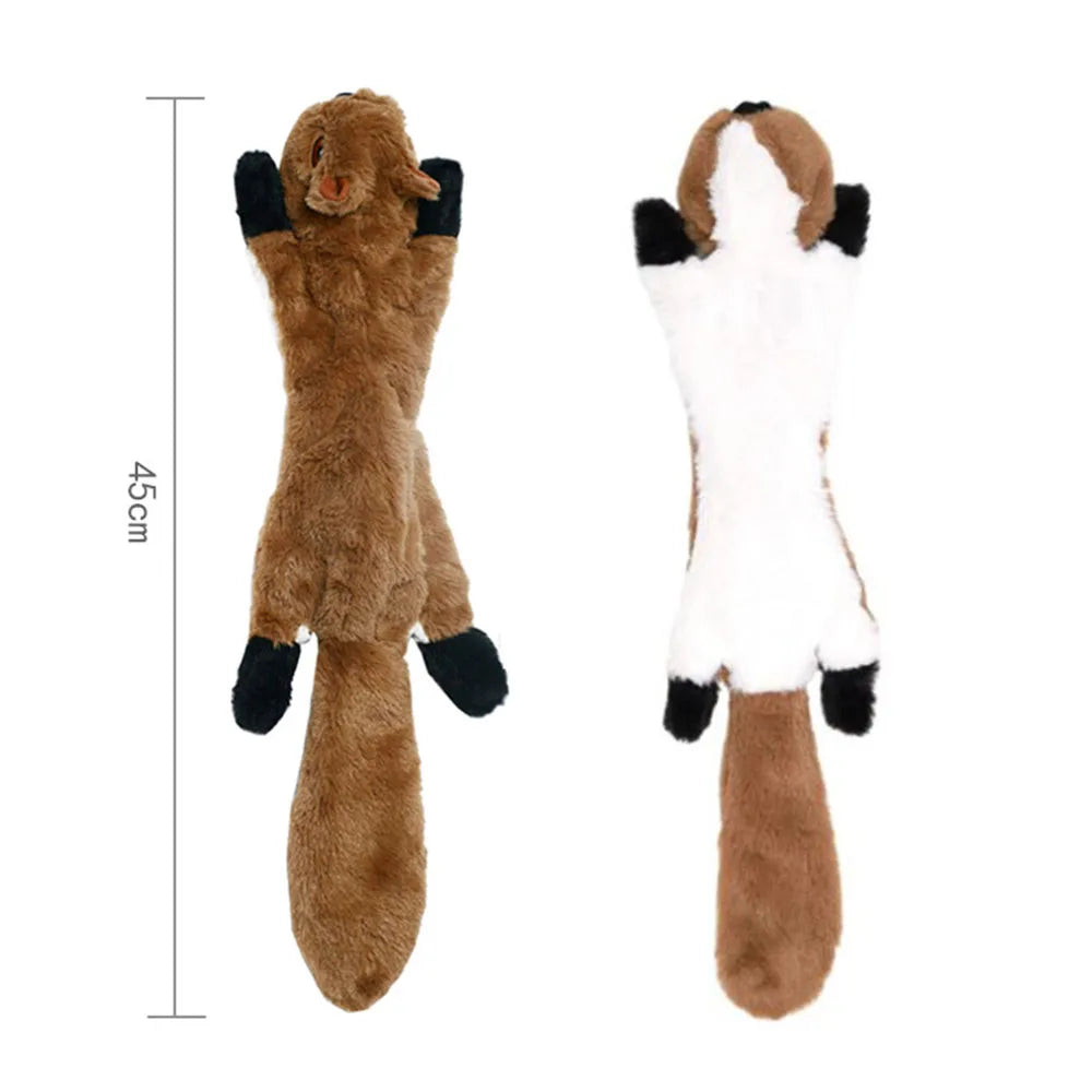No-Stuffing Dog Toy - Crinkle Squeaky Plush Animal for Mess-Free Play
