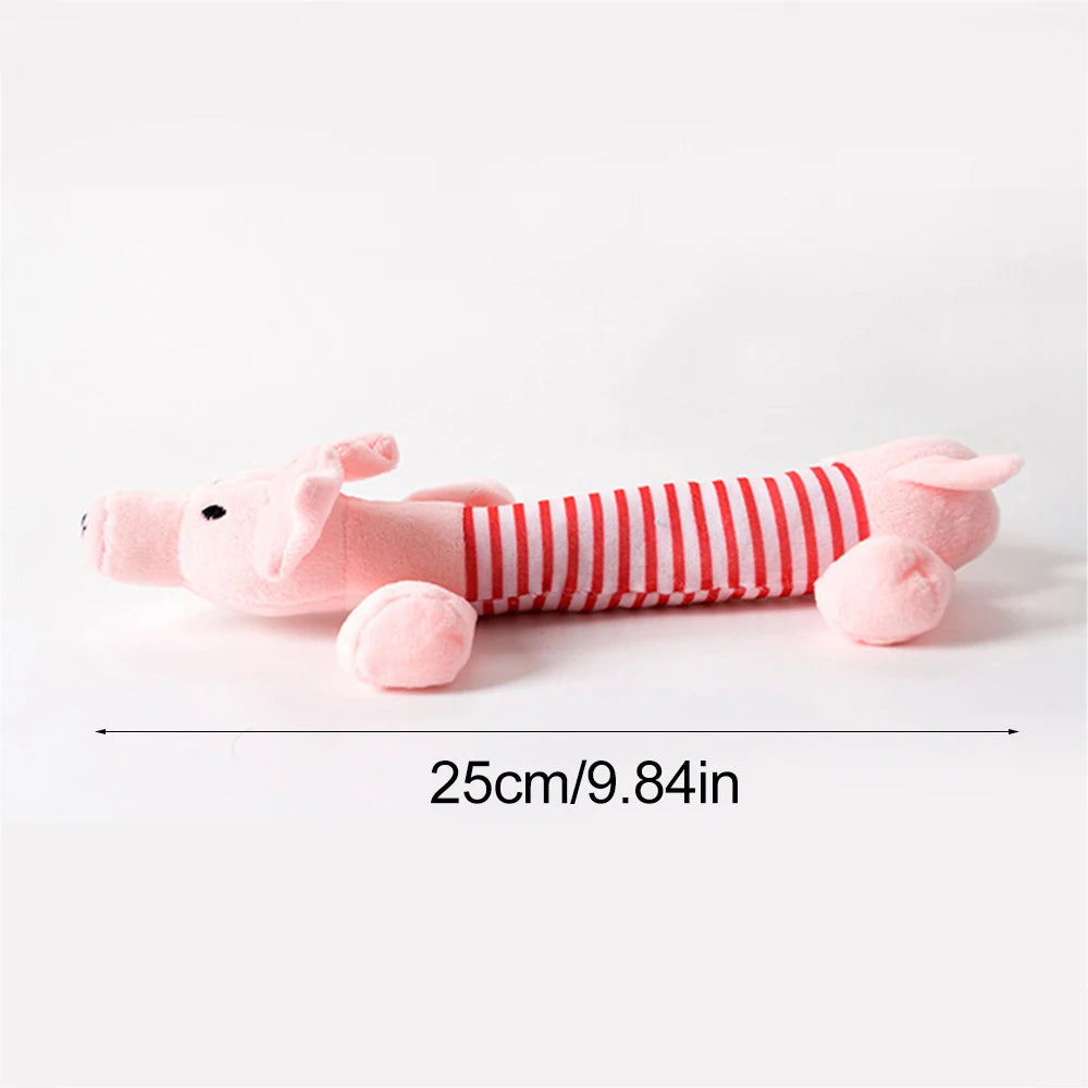 No-Stuffing Dog Toy - Crinkle Squeaky Plush Animal for Mess-Free Play