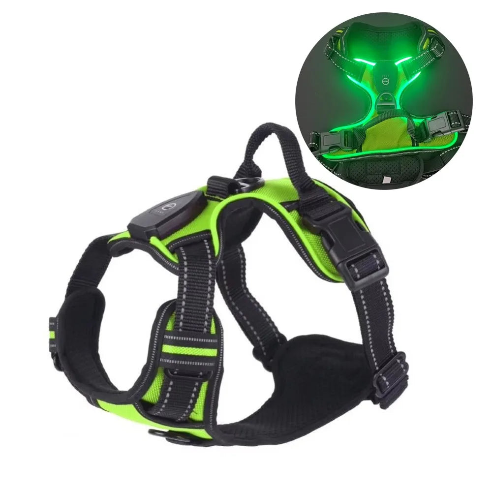 LED Glow Dog Harness - Adjustable Safety Vest for Night Walks