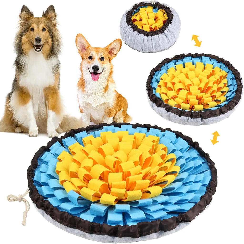 Dog Snuffle-Mat Slow-Feeder-Bowl - Simulating Grassland for Boredom, Encourages Natural Foraging Skills for Pet