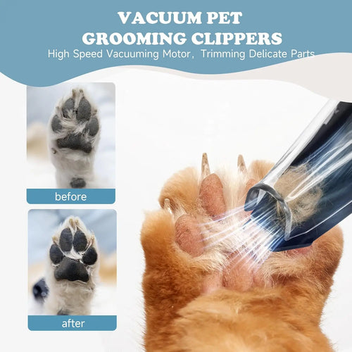 Cordless Pet Paw Trimmer — Quiet Electric Grooming Clipper with Vacuum